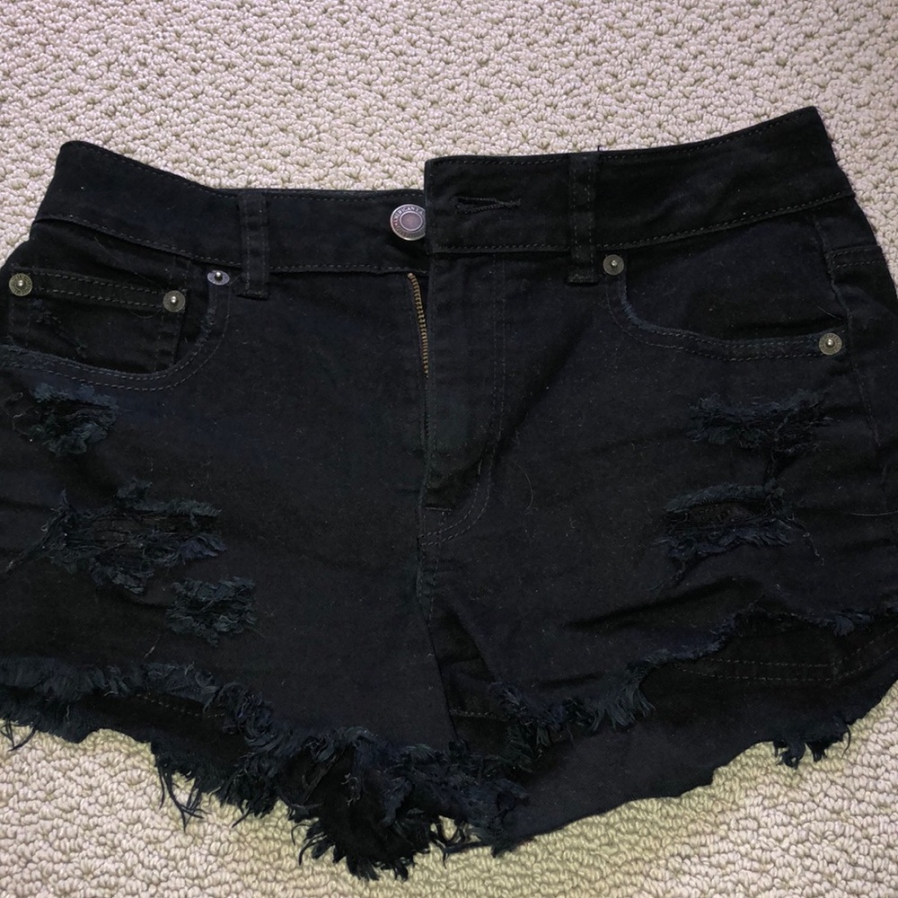 American Eagle black stretch jean shorts (size 4)